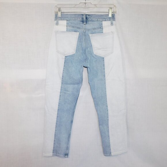 GAP High Rise Straight Crop Tonal Spliced Color Block Button Fly jeans Womens 25 - Picture 11 of 12